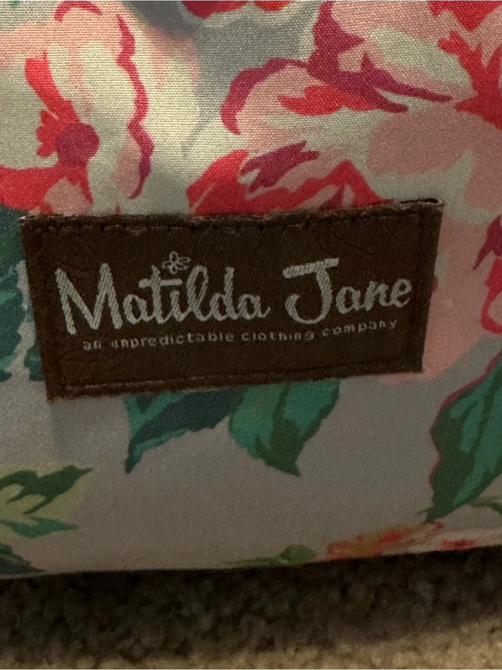Matilda Jane Pink and Green Floral Canvas Tote Back Pack